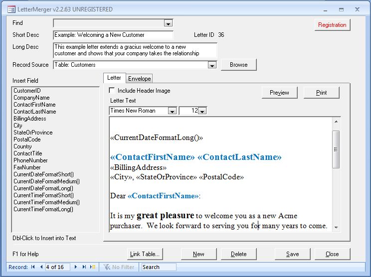 Merge letter template with data in MS Access